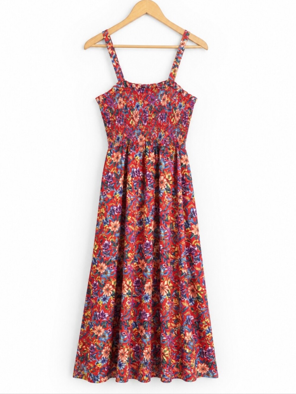 B.O.G Collective Floral Tiered Maxi Skirt Smocked Ruffles Boho Resort Cruise